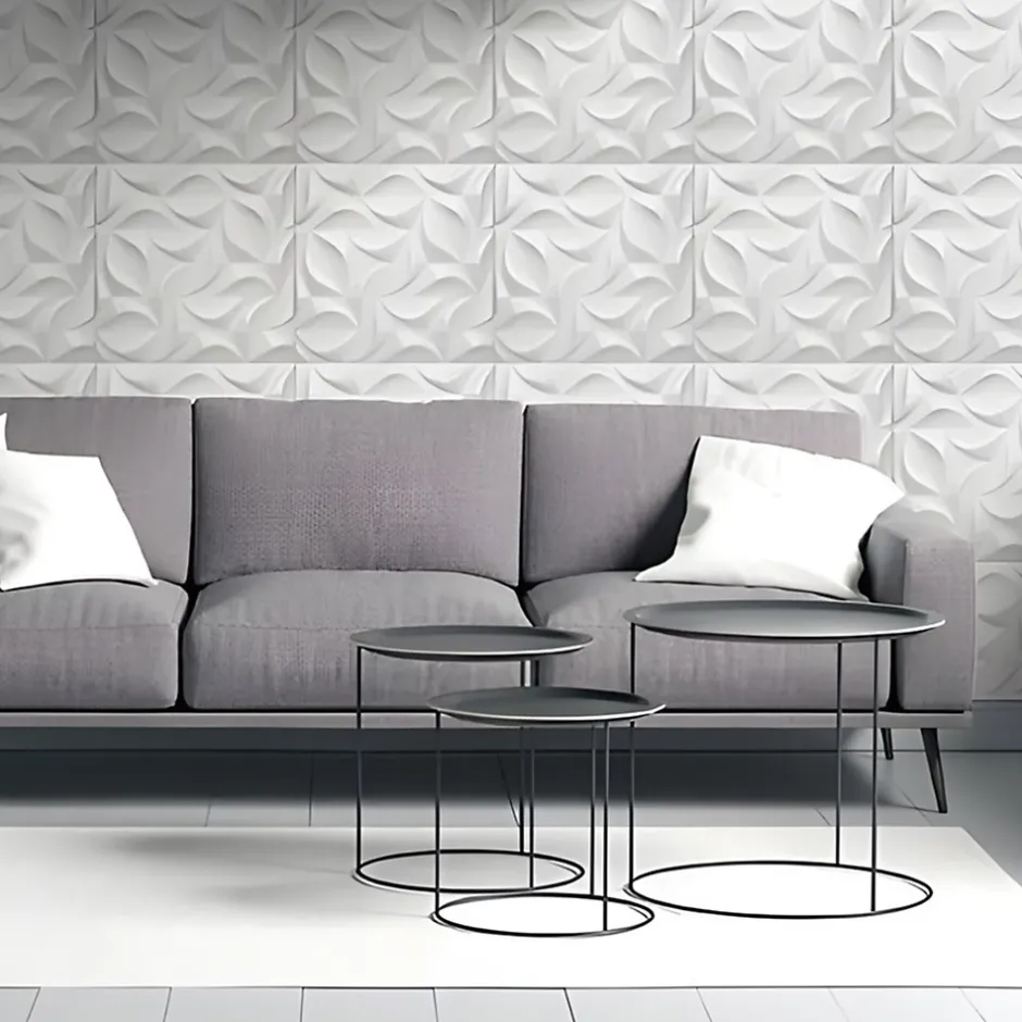 Deccart Panneaux de plafond et panneaux muraux Decoratif 3D River Blanc 2m² / 8pièces