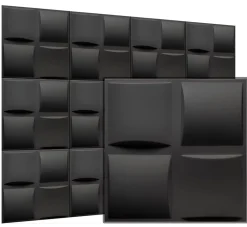 Deccart Panneaux de plafond et panneaux muraux Decoratif 3D Pled Noir 8m² / 32pièces