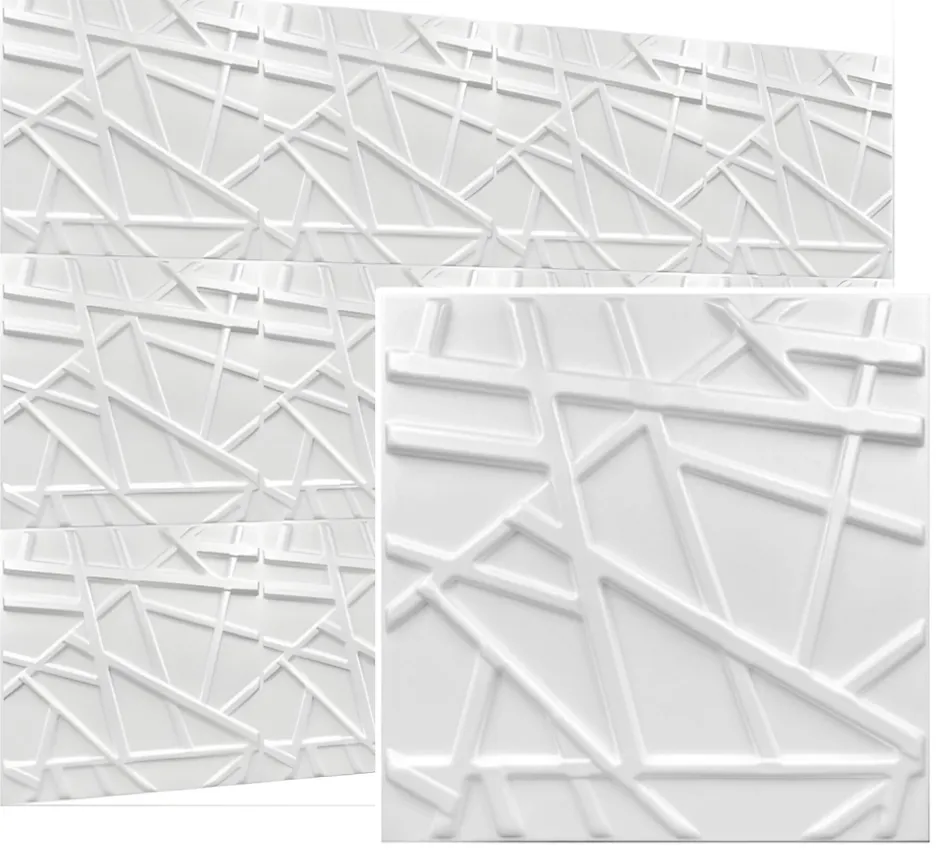 Panneaux de plafond et panneaux muraux Decoratif 3D Line Blanc 12m² / 48pièces-Deccart Outlet
