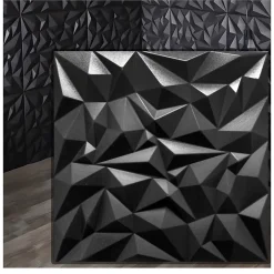 Deccart Panneaux de plafond et panneaux muraux Decoratif 3D Ametyst Noir 2m² / 8pièces
