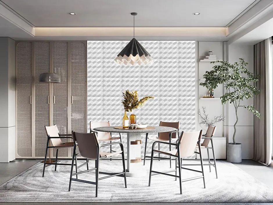 Deccart Panneaux de plafond et panneaux muraux Decoratif 3D Romby Blanc 12m² / 48pièces