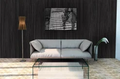 Panneaux muraux acoustiques decoratifs PREMIUM en placage bois veritable chene noir sur MDF noir 240x60 cm-Nordic Acoustics