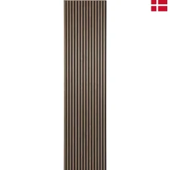 Nordic Acoustics Panneaux muraux acoustiques décoratifs PREMIUM en placage bois véritable, couleur noyer sur MDF noir, 240x60 cm