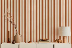 Lé Papiers de Ninon Papier peint à rayures Charles - Marron - Marron