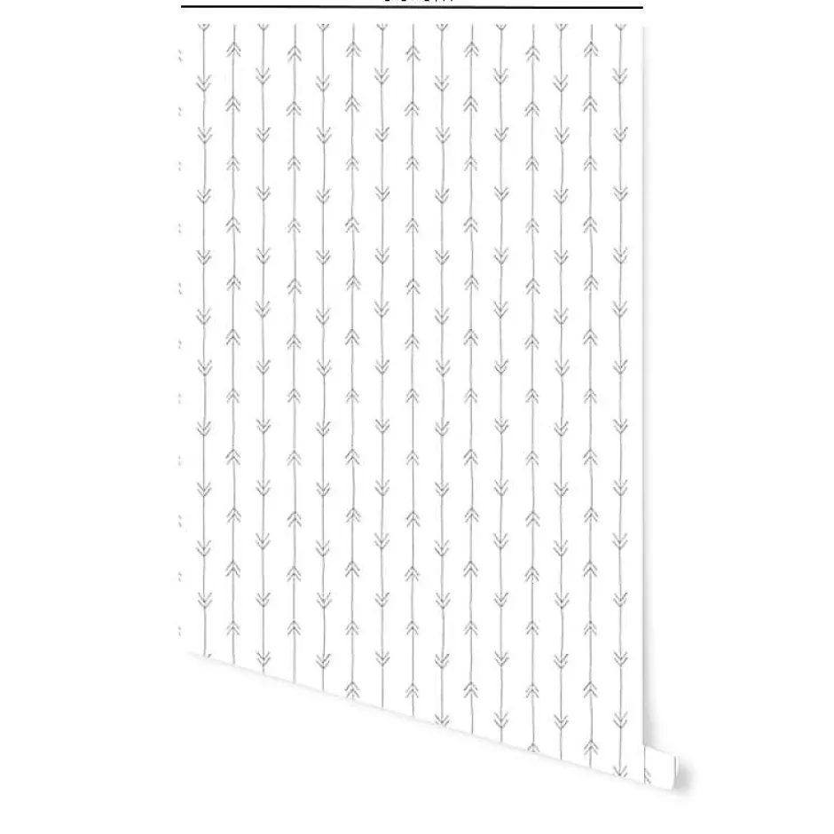 Decochic Papier peint adhésif boheme flèches gris et blanc en vinyle lavable et amovible - 1 rouleau 50x300 cm -