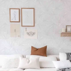 Decochic Papier peint adhésif palmier gris et blanc en vinyle lavable et amovible - 1 rouleau 50x300 cm -