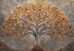 Papier Peint Arbre Beige Vintage Intissé Panoramique 350x250 cm - Colle Inclus - Chambre et Salon - Moderne Papier Peint-Wallarena Sale