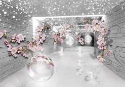 Papier Peint 3D Abstrait Fleurs Intissé Panoramique 350x250 cm - Colle Inclus - Chambre et Salon - Moderne Papier Peint-Wallarena New