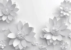 Wallarena Papier Peint 3D Gris Fleurs Fleuri Panoramique Intissé 350x250 cm - Colle Inclus - Moderne XXL Papier Peint por Chambre Salon