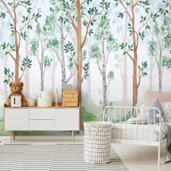 Wallarena Papier Peint Enfant Forêt Intissé Panoramique 350x250 cm - Colle Inclus - Chambre Enfant - Moderne Papier Peint