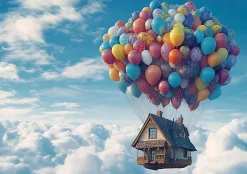 Wallarena Papier Peint Enfant Intissé Panoramique Pour Enfant Chhambre Sky Ballons 350x250