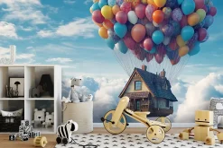 Wallarena Papier Peint Enfant Intissé Panoramique Pour Enfant Chhambre Sky Ballons 350x250