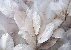 Wallarena Papier Peint Feuilles Abstrait 3D Gris Intissé Panoramique Pour Chambre Cuisine 400x280 cm