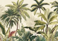 Papier Peint Feuilles Jungle Vert Intissé Panoramique Pour Chambre Cuisine 350x250 cm-Wallarena Clearance