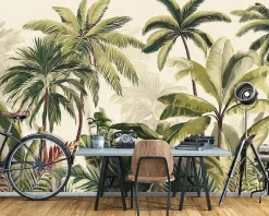 Papier Peint Feuilles Jungle Vert Intissé Panoramique Pour Chambre Cuisine 350x250 cm-Wallarena Clearance