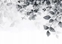 Papier Peint Feuilles Noir et blanc Intissé Panoramique Pour Chambre Cuisine 350x250 cm-Wallarena Clearance