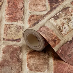 Papier peint imitation brique Tanlay rouge