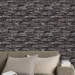 Papier peint imitation brique Arrou ardoise- Discount