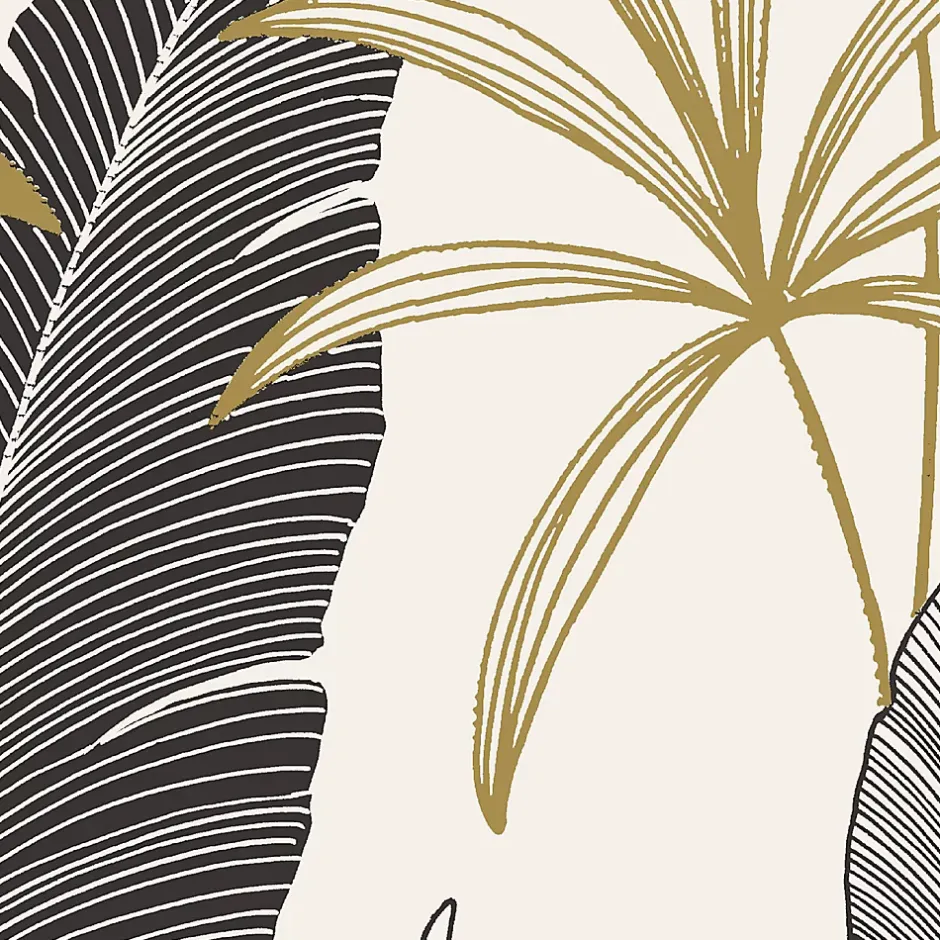 GoodHome Papier peint intissé Selago noir or et blanc