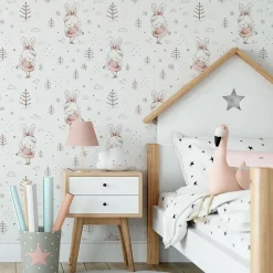 Papier Peint Intissé LAPINS Dansant Pour Chambre D'Enfant-Muralo Outlet