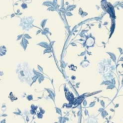 Papier peint intissé Palace summer imprimé oiseaux, fleurs bleu L.1000 x l.52cm-Laura Ashley Hot