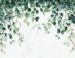 Wallarena Papier Peint Intissé Panoramique Feuilles Vert Nature 350x250 cm - Colle Inclus - Chambre et Salon - Moderne Papier Peint