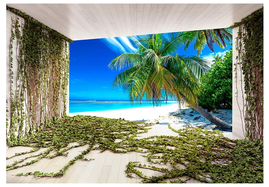 Papier peint intissé panoramique paysage beach and ivy 300x210 cm-Planete Discount Clearance