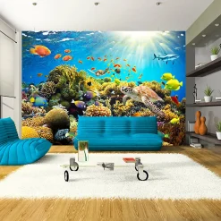 Papier peint intissé panoramique paysage underwater land 350x245 cm-Planete Discount Online
