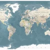 Papier peint intissé panoramique carte du monde vintage world map 200x140 cm-Planete Discount Sale