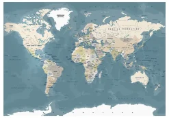 Papier peint intissé panoramique carte du monde vintage world map 200x140 cm-Planete Discount Sale