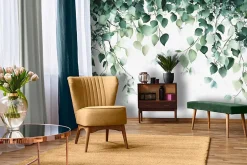 Wallarena Papier Peint Intissé Panoramique Feuilles Vert Nature 300x210 cm - Colle Inclus - Chambre et Salon - Moderne Papier Peint