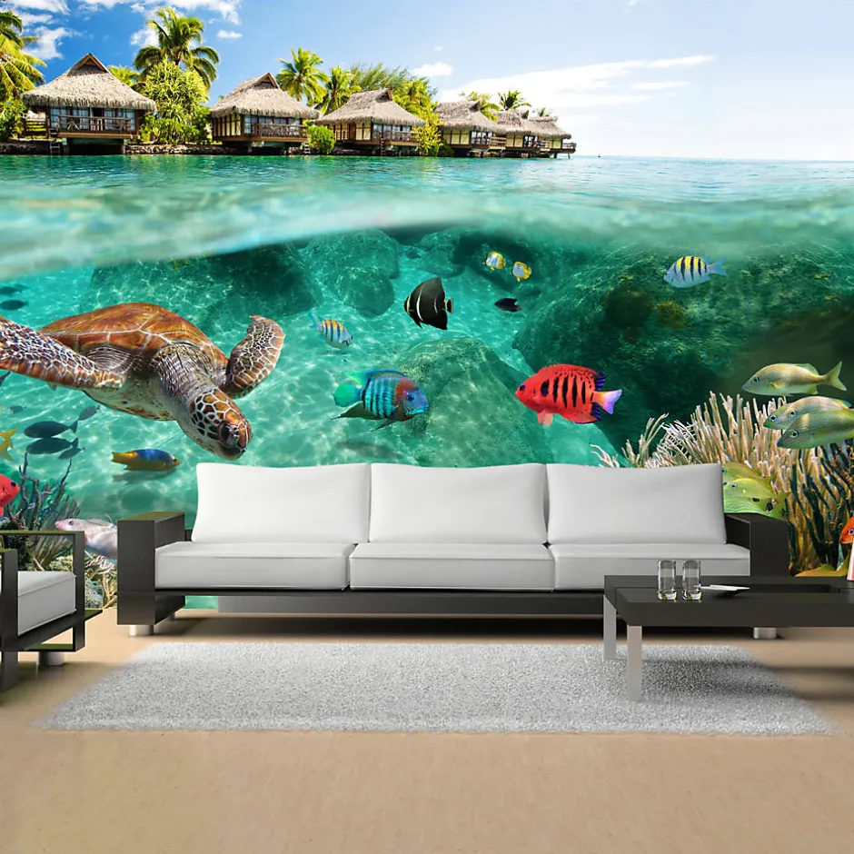 Papier peint intissé panoramique animaux under the surface of water 350x245 cm-Planete Discount