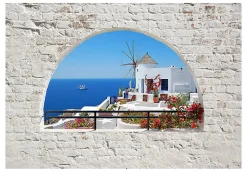 Papier peint intissé panoramique paysage summer in santorini 300x210 cm-Planete Discount New