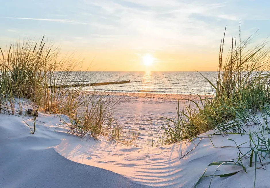 Papier Peint Intissé Panoramique Mer Plage Paysage Nature 350x250 cm - Colle Inclus - Chambre et Salon - Papier Peint 3D-Wallarena Hot