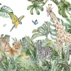 Wallarena Papier Peint Intissé Panoramique Enfants Jungle Animaux 400x280 cm - Colle Inclus - Papier Peint Chambre Enfant Vert Blanc