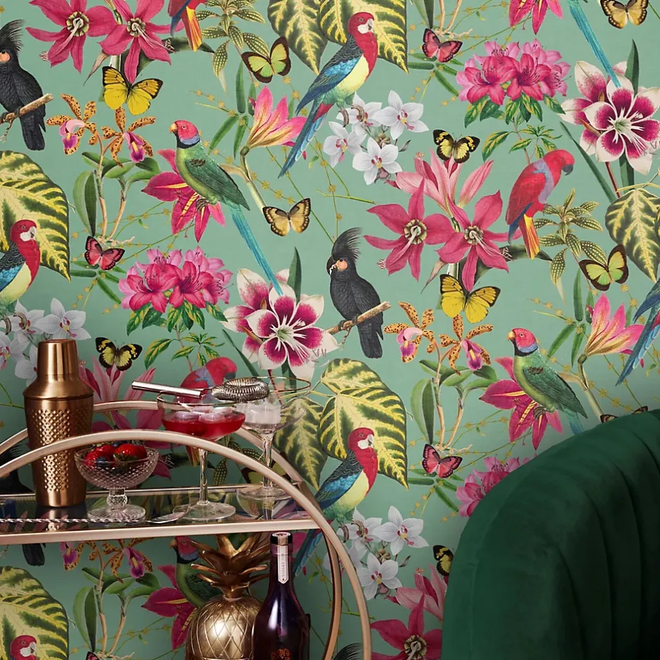 Papier peint intissé Paradiso fleurs exotiques multicouleurs L.1000 x l.52cm-Envy Hot