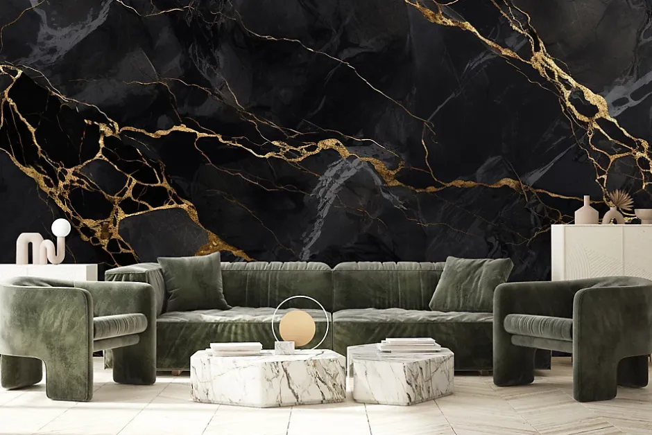 Papier Peint Intissé Photo INTISSE Marbre Abstraction Pour Salon 405cm x 270cm-Muralo Online