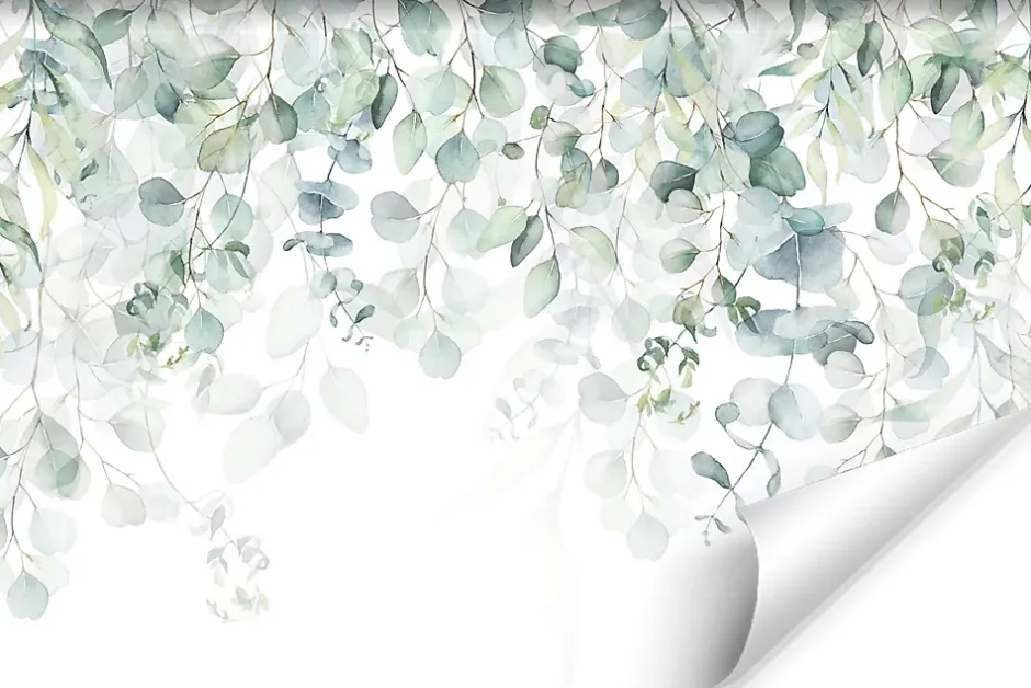 Muralo Papier Peint Intissé Photo FEUILLES Plantes Aquarelle Nature Pour Chambre 360cm x 240cm