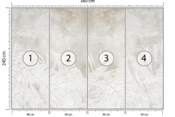 Muralo Papier Peint Intissé Photo Pour Salon FEUILLES Béton Abstraction 360cm x 240cm