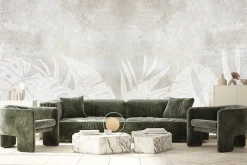 Muralo Papier Peint Intissé Photo Pour Salon FEUILLES Béton Abstraction 360cm x 240cm