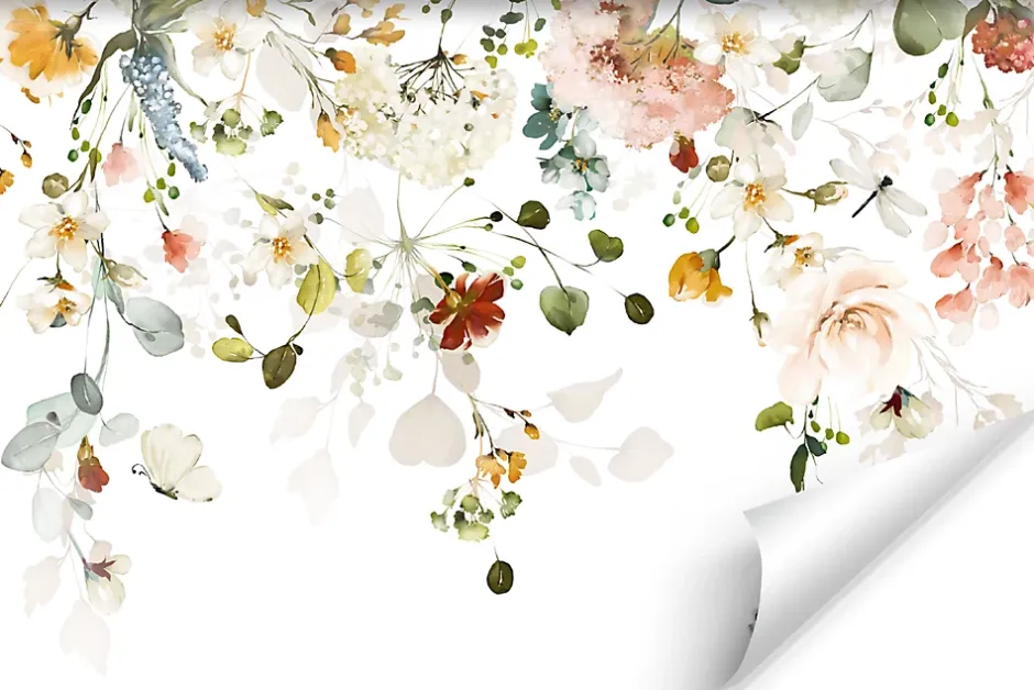 Papier Peint Intissé Photo Pour Salon FLEURS Colorées Feuilles Plantes Nature 270cm x 180cm-Muralo Hot