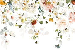 Papier Peint Intissé Photo Pour Salon FLEURS Colorées Feuilles Plantes Nature 270cm x 180cm-Muralo Hot