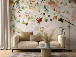 Papier Peint Intissé Photo Pour Salon FLEURS Colorées Feuilles Plantes Nature 405cm x 270cm-Muralo Clearance