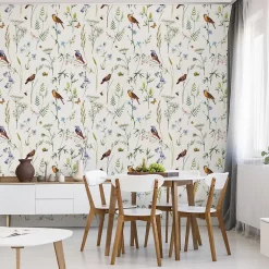 Muralo Papier Peint Intissé Pour Salon OISEAUX Fleurs Feuilles Nature
