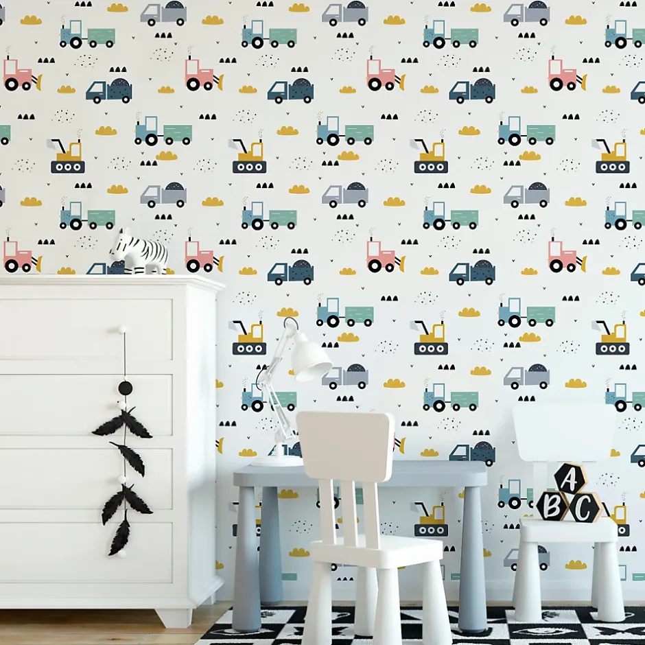 Muralo Papier Peint Intissé Pour Chambre D'Enfant VEHICULES Nuages