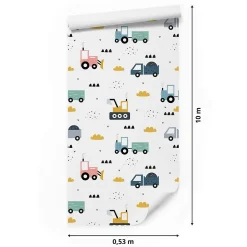 Muralo Papier Peint Intissé Pour Chambre D'Enfant VEHICULES Nuages
