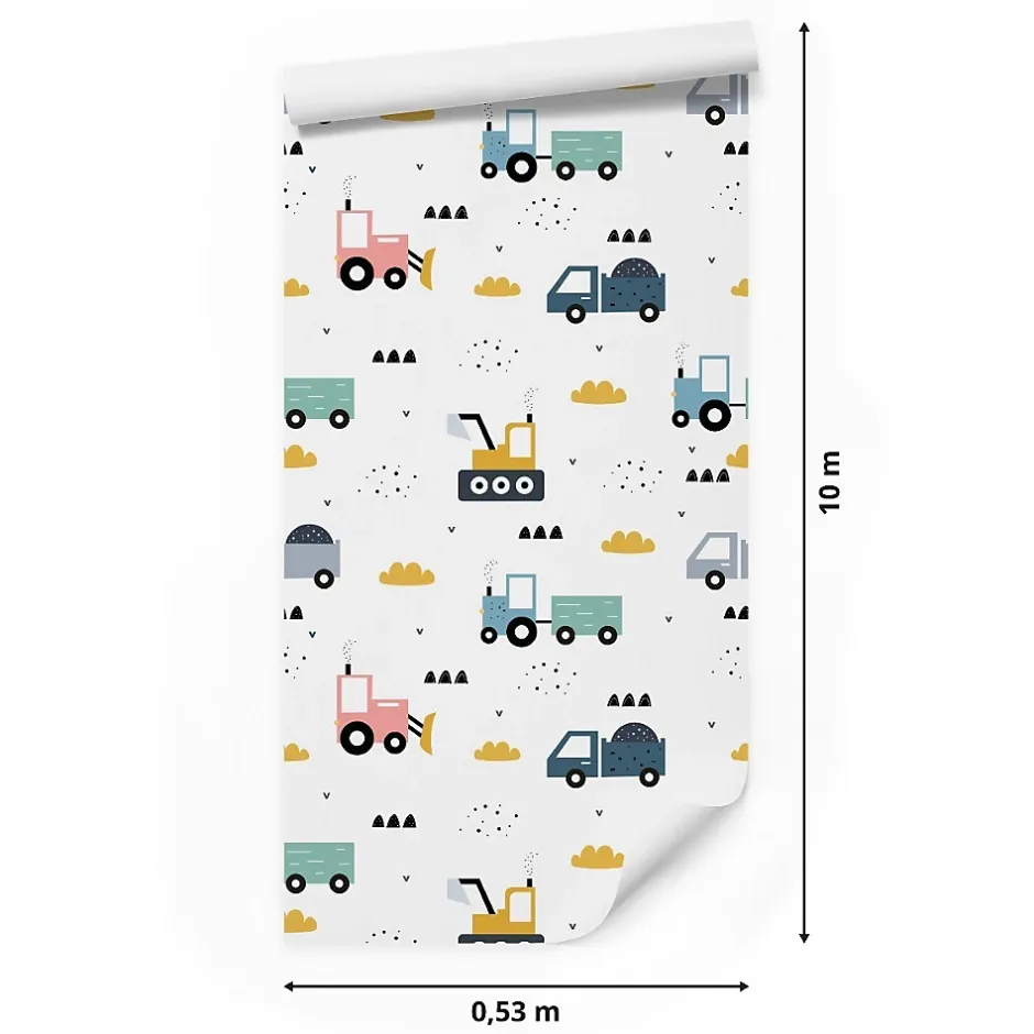 Muralo Papier Peint Intissé Pour Chambre D'Enfant VEHICULES Nuages