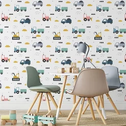 Muralo Papier Peint Intissé Pour Chambre D'Enfant VEHICULES Nuages