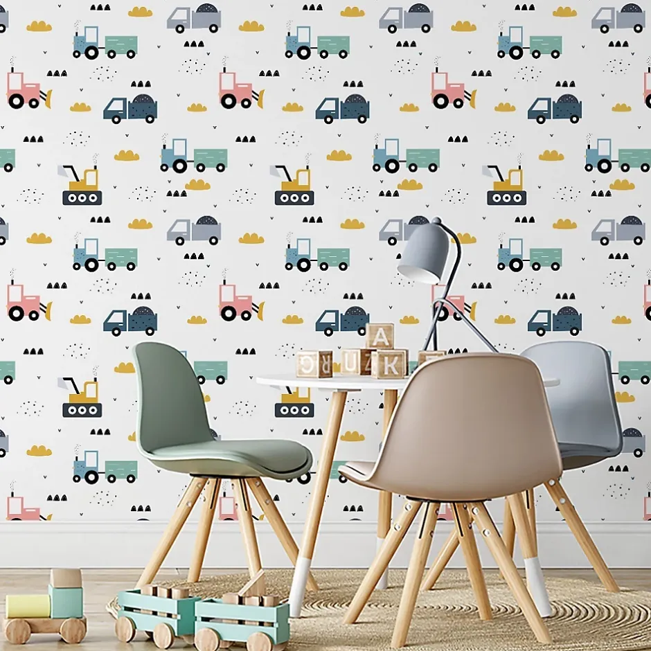 Muralo Papier Peint Intissé Pour Chambre D'Enfant VEHICULES Nuages