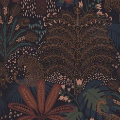 Papier peint intissé Savannah fauna imprimé végétal marron, bleu L.1000 x l.52cm-Envy New